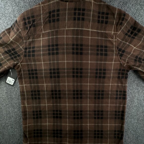 NWT Eddie Bauer Fleece Shirt Men Medium Long Sleeve Button Up Shirt Plaid Brown - Picture 14 of 16
